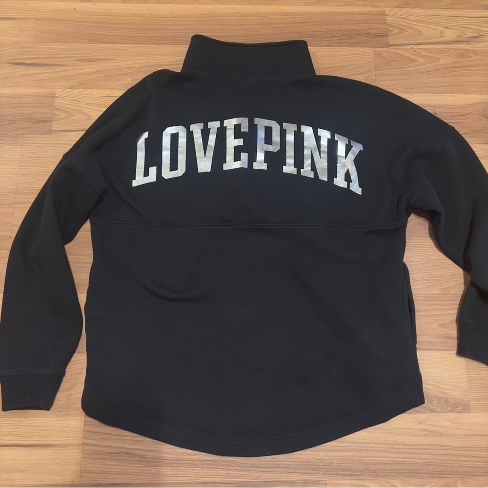 PINK Victoria's Secret Women’s Black Quarter-Zip Sweatshirt - Picture 6 of 6